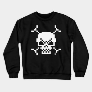 Skull And Crossbones Small (Pixel Art / Jolly Roger / White) Crewneck Sweatshirt